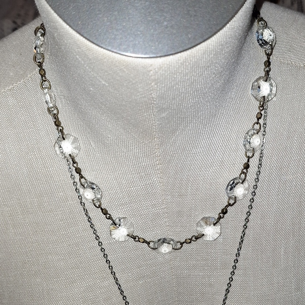 AEO LONG POCKET WATCH NECKLACE AND SHORT CRYSTAL CHOKER - Picture 2 of 11